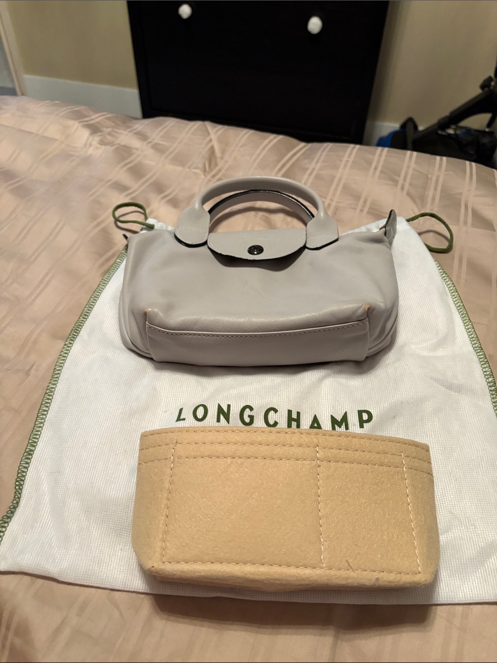 Longchamp Mini Top-Handle Bag in Light Gray